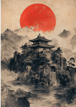 Japanese rising sun house artwork